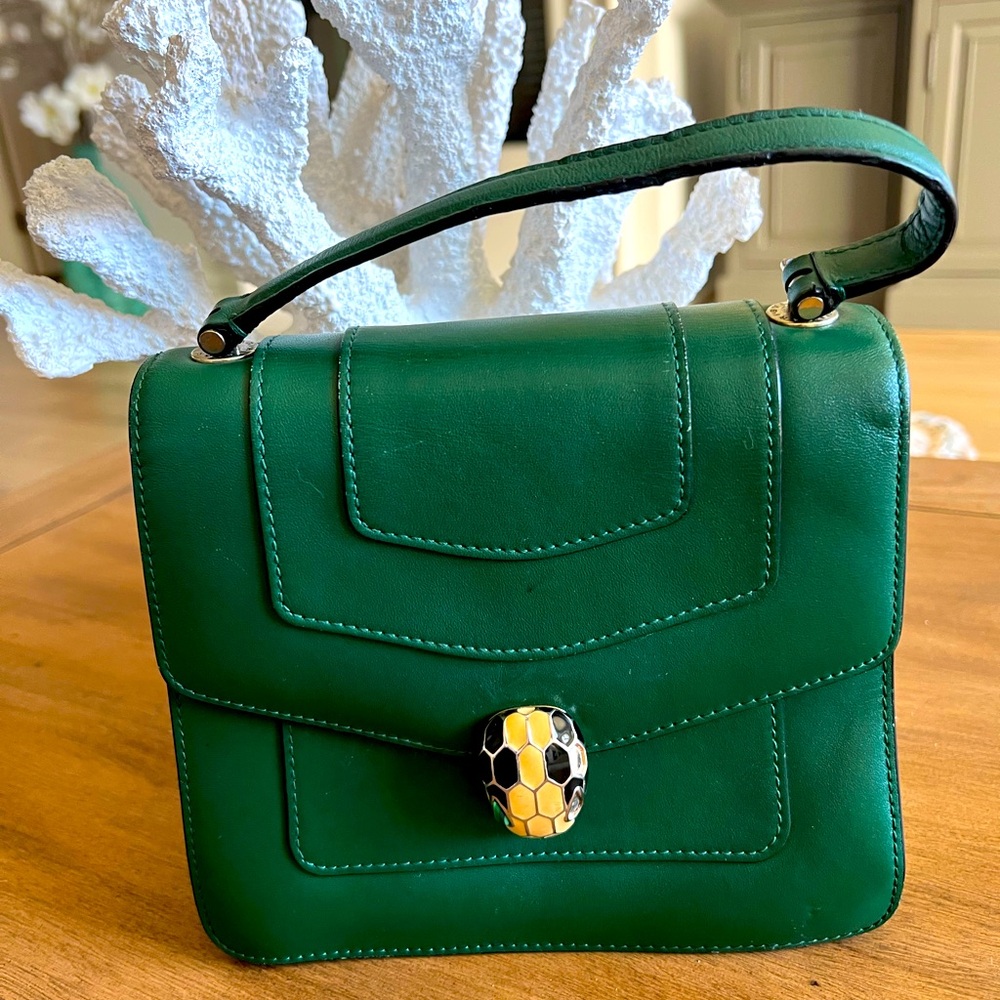 Bulgari Green Bag with Gold Accent